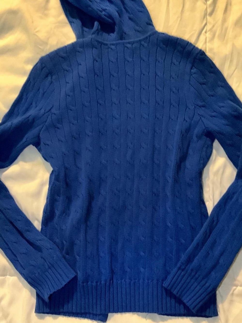 Polo Ralph Lauren Sport Blue Cable Knit Full Zip Hoodie Sweater L - Picture 7 of 7